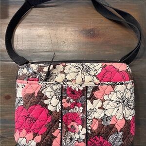 RARE Vera Bradley quilted hard case laptop bag - Mocha Rouge pattern